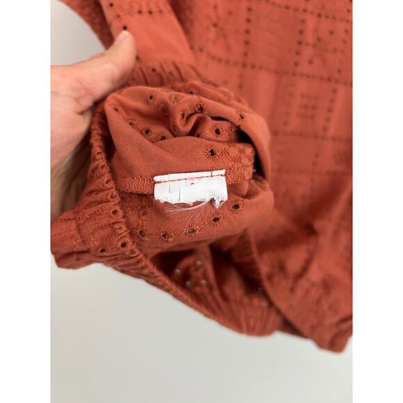 Madewell Women's Per Se Eyelet Top - Orange - Size XL - Picture 7 of 7